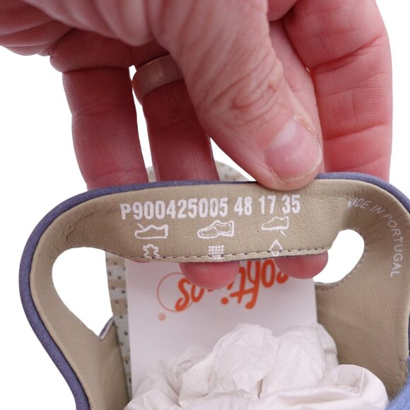 NIB Softinos by FLY London Alp Sandals Sz 35 US 4 Blue Leather Slingback Wedge - Picture 12 of 13